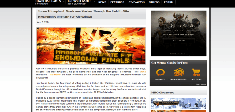 Warframe Voted Top Free-to-play game by MMObomb