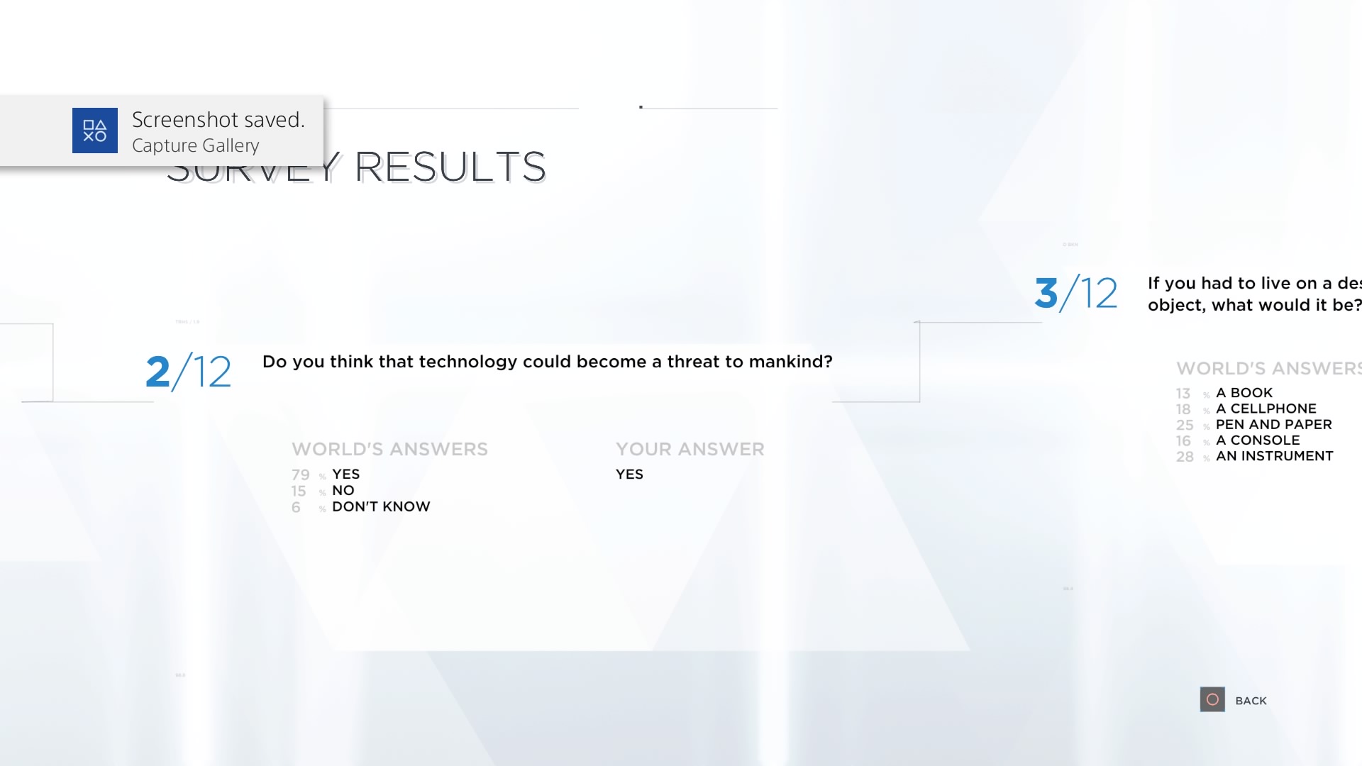 Detroit: Become Voluntary in-game Survey 2