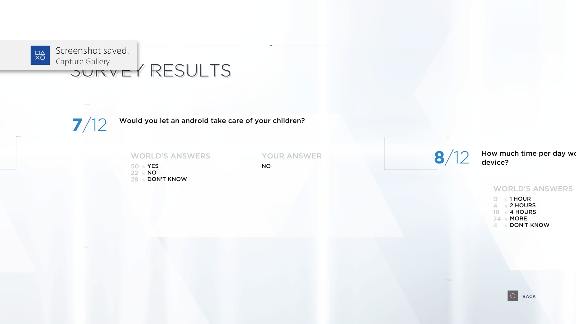 Detroit: Become Voluntary in-game Survey 5