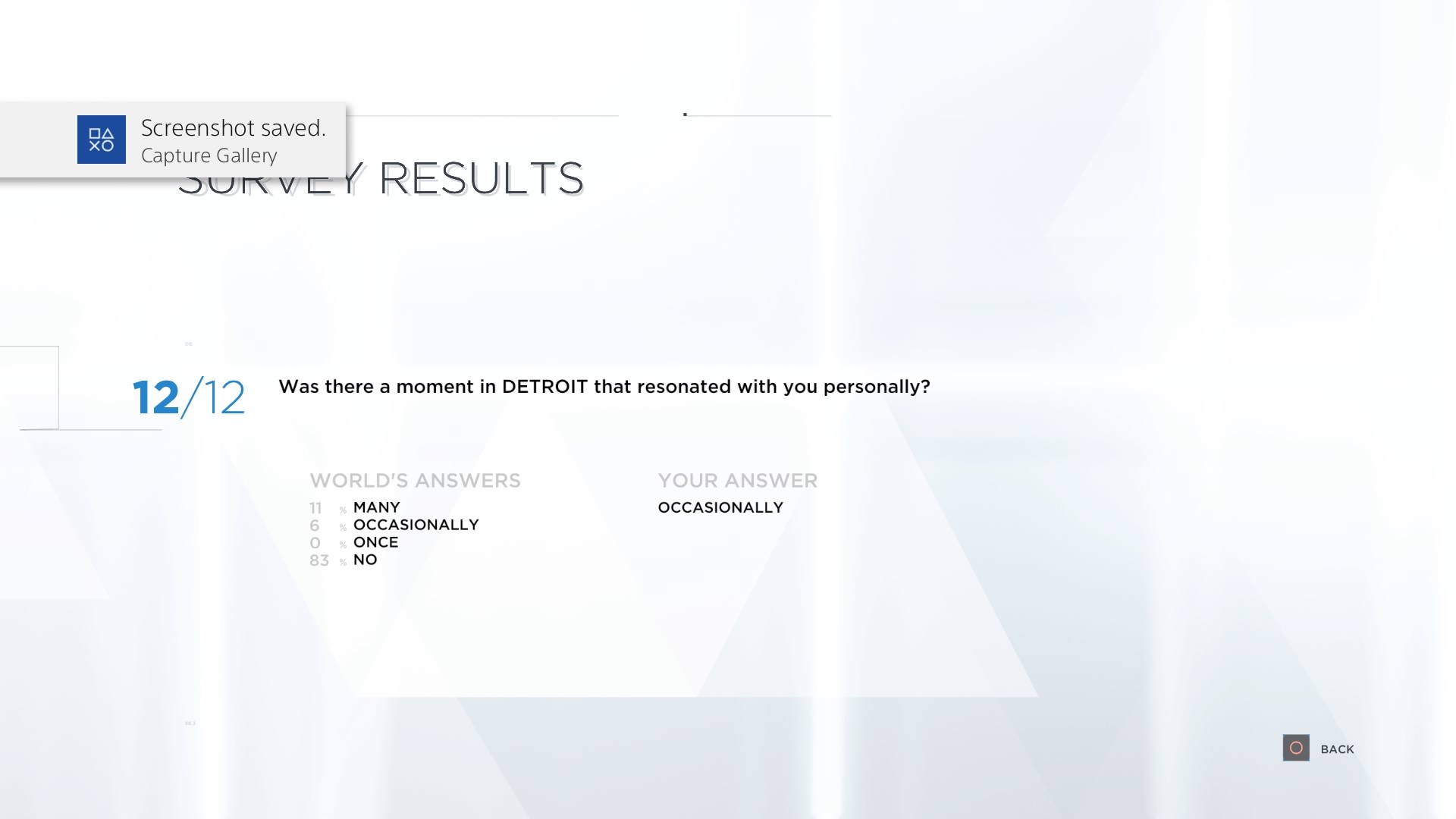 Detroit: Become Voluntary in-game Survey 7