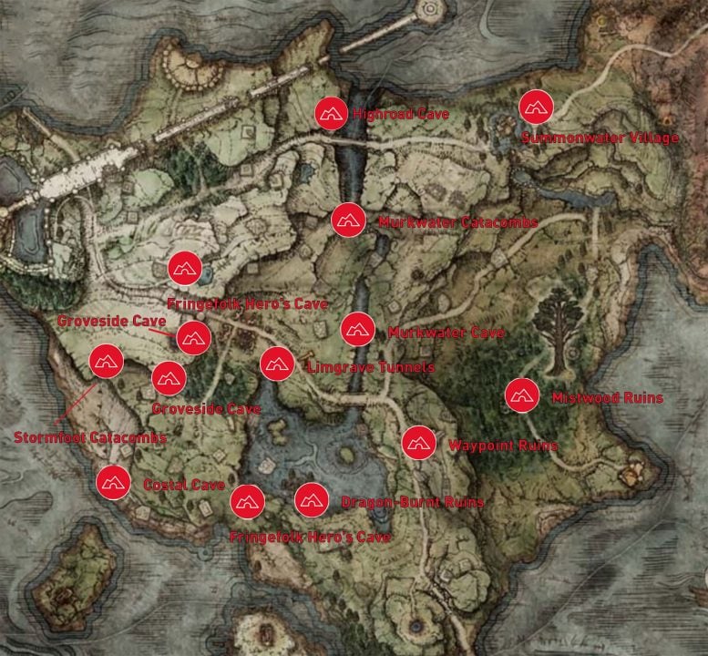Elden Ring Guide: Limgrave Dungeon Locations