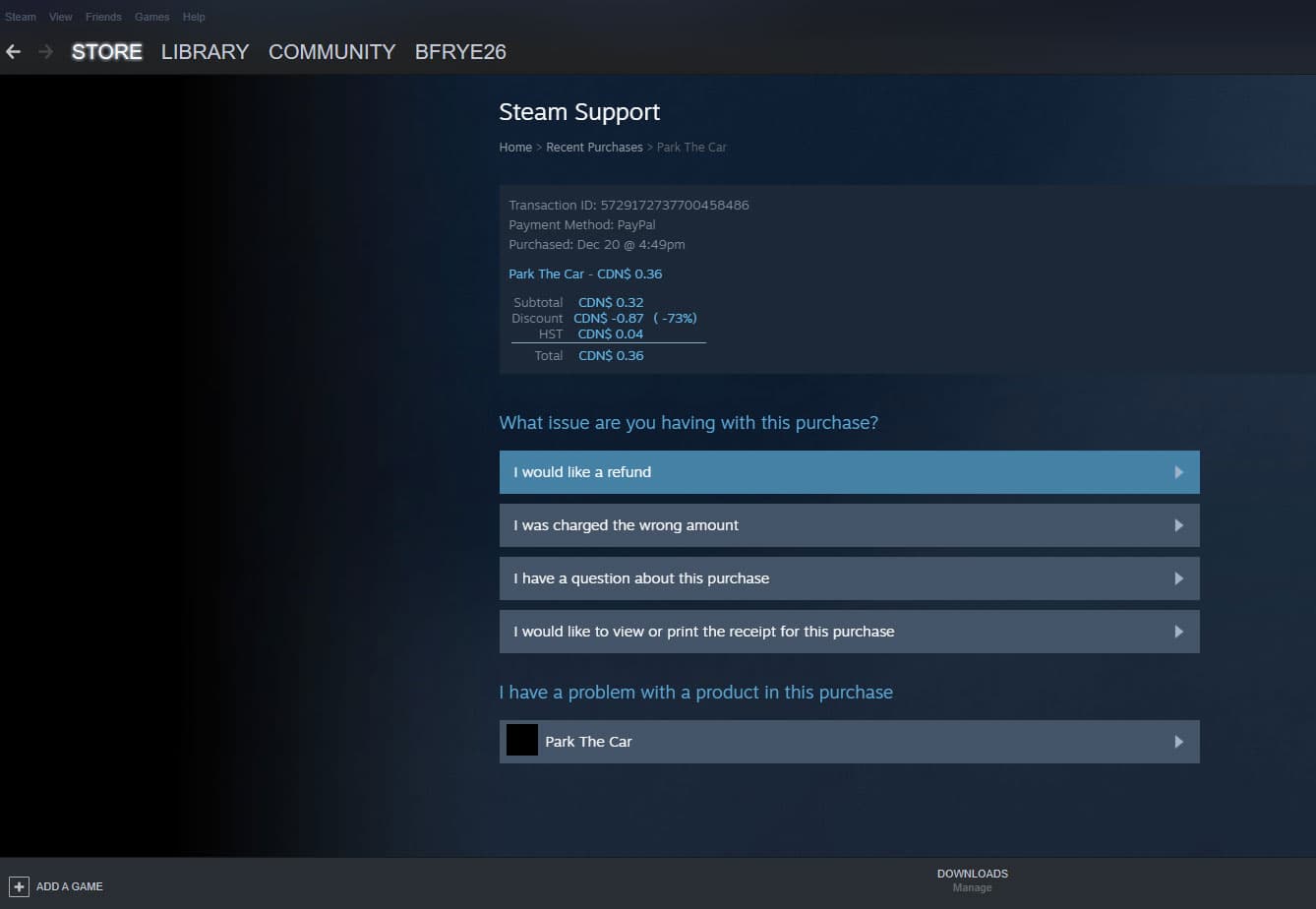 How to Refund a Game on Steam