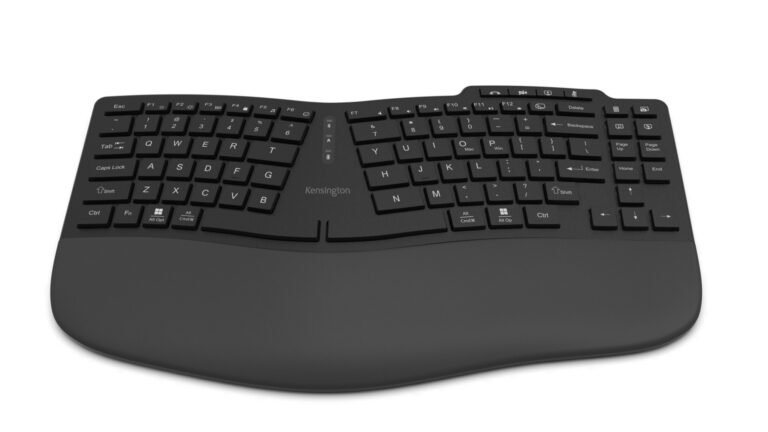 Kensington Rechargeable Ergo Keyboard Reduces Wrist and Hand Strain for Healthier, More Comfortable Typing Experience