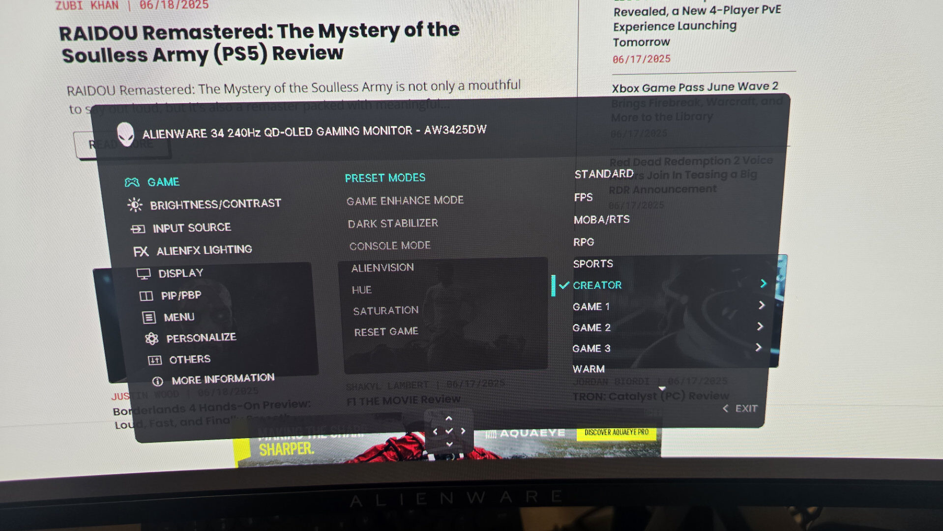 Alienware AW3425DW QD-OLED Gaming Monitor Review