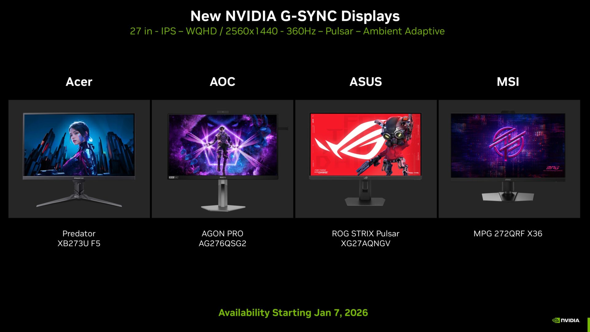 CES 2026: NVIDIA G-Sync Pulsar Lands With New 27-Inch Esports Displays