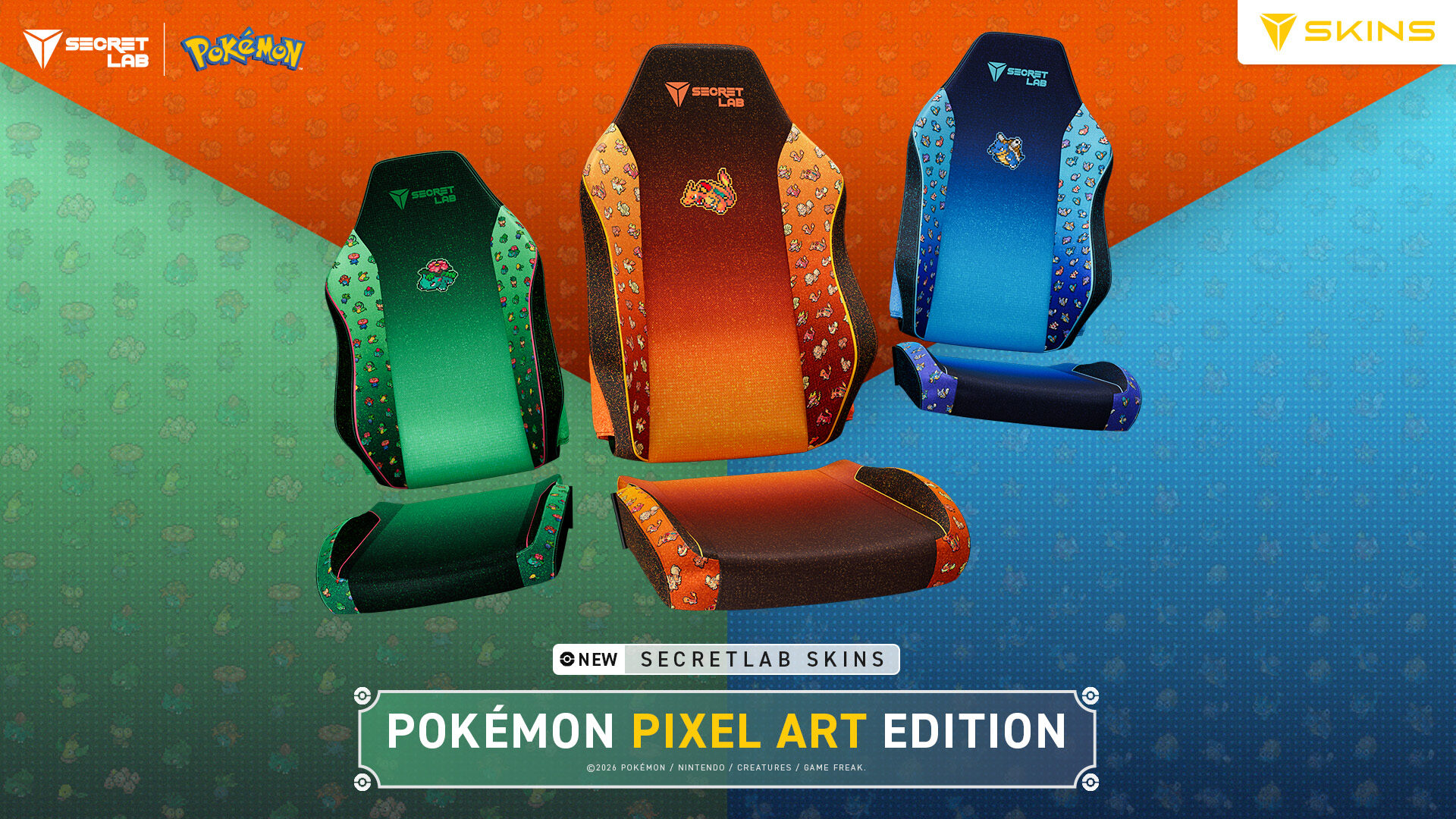 Secretlab Unveils Skins Pokémon Pixel Art Collection, Highlighting Many Kanto Pokémon Secretlab Unveils Skins Pokémon Pixel Art Collection, Highlighting Many Kanto Pokémon