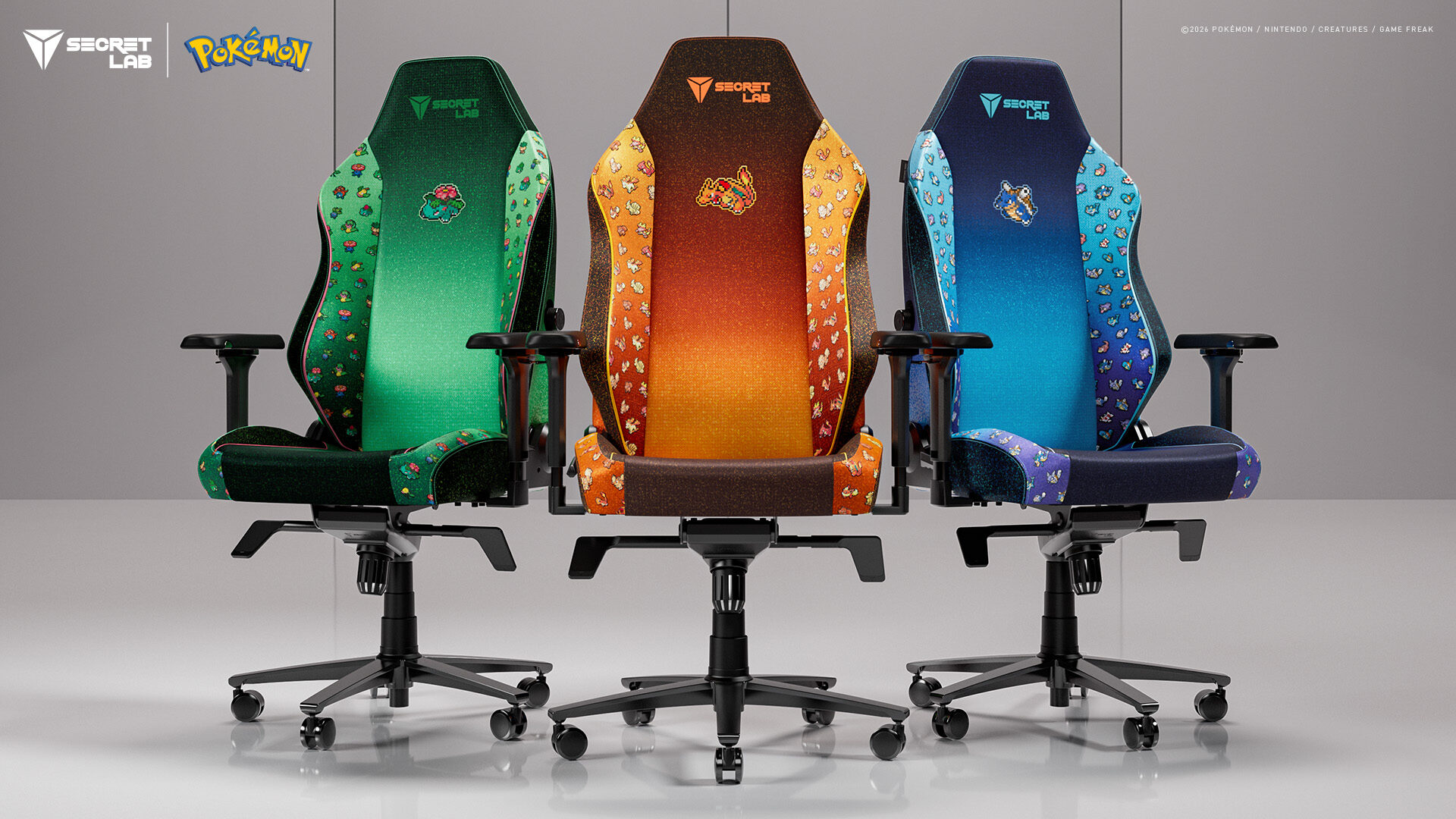 Secretlab Unveils SKINS Pokémon Pixel Art Collection, Highlighting Many Kanto Pokémon